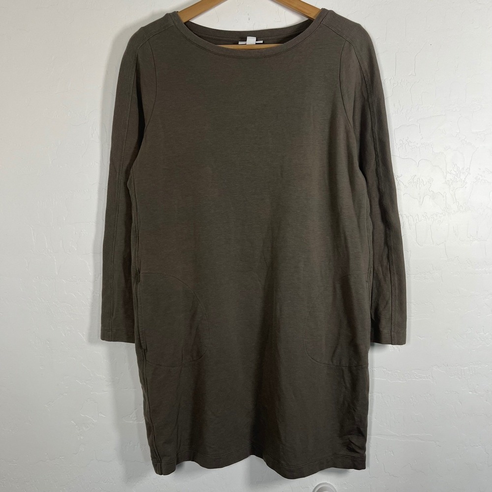 Pure Jill J. Jill Olive Brown Pima Cotton Modal Tunic Dress Pockets Lagenlook M